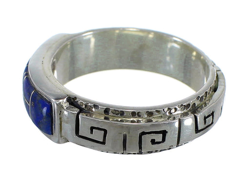 Silver Lapis Inlay Southwest Water Wave Ring Size 5-1/4 AX64374