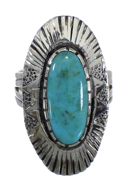 Southwestern Turquoise And Genuine Sterling Silver Jewelry Ring Size 6-3/4 VX56920