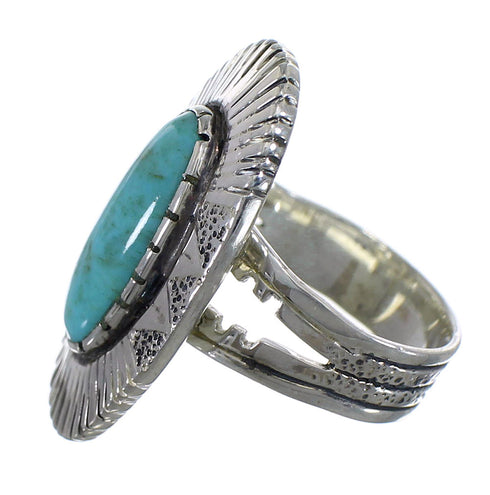Southwestern Turquoise And Genuine Sterling Silver Jewelry Ring Size 6-3/4 VX56920