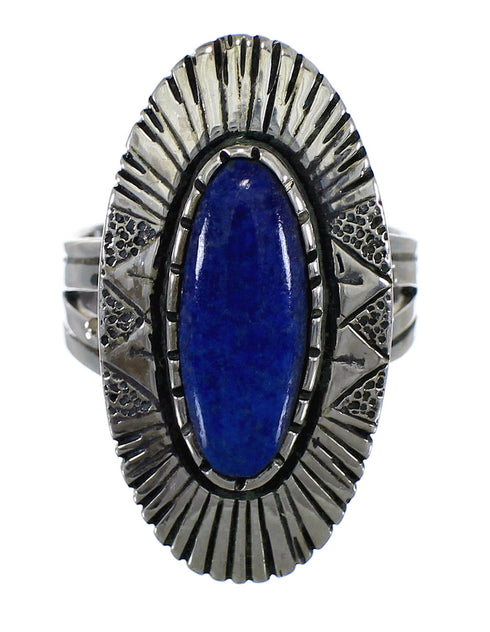 Authentic Sterling Silver And Lapis Southwest Jewelry Ring Size 8-1/4 VX57046