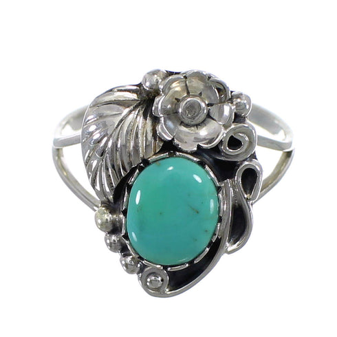 Sterling Silver And Turquoise Flower Ring Size 6-1/2 VX57052