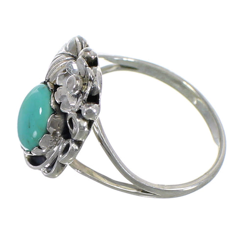 Sterling Silver And Turquoise Flower Ring Size 6-1/2 VX57052
