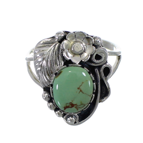 Genuine Sterling Silver And Turquoise Flower Ring Size 5-1/4 VX57055