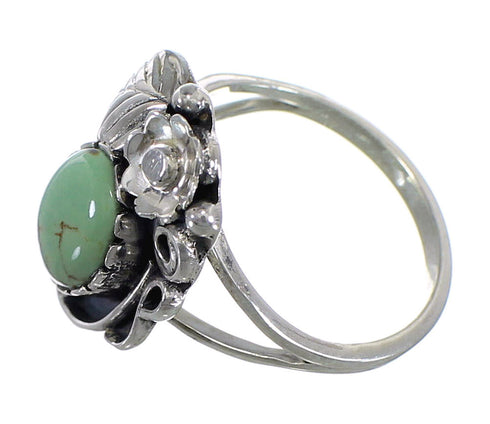 Genuine Sterling Silver And Turquoise Flower Ring Size 5-1/4 VX57055