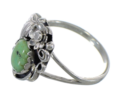Authentic Sterling Silver And Turquoise Flower Jewelry Ring Size 8-1/2 VX57149