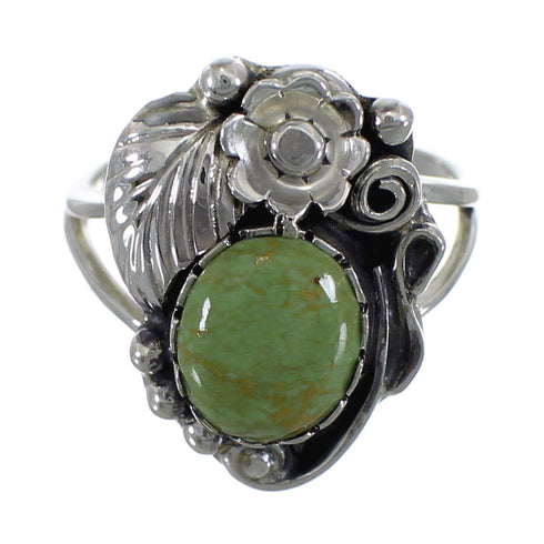 Authentic Sterling Silver And Turquoise Flower Ring Size 6-3/4 VX57155