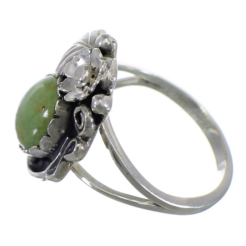 Authentic Sterling Silver And Turquoise Flower Ring Size 6-3/4 VX57155