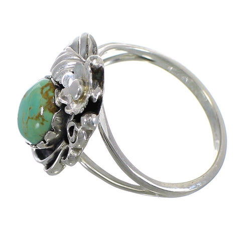 Turquoise And Genuine Sterling Silver Flower Ring Size 5-3/4 VX57158