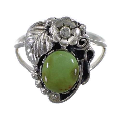 Southwest Turquoise And Genuine Sterling Silver Flower Ring Size 4-3/4 VX57161