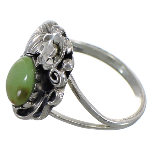 Southwest Turquoise And Genuine Sterling Silver Flower Ring Size 4-3/4 VX57161