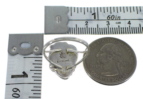 Southwest Turquoise And Genuine Sterling Silver Flower Ring Size 4-3/4 VX57161