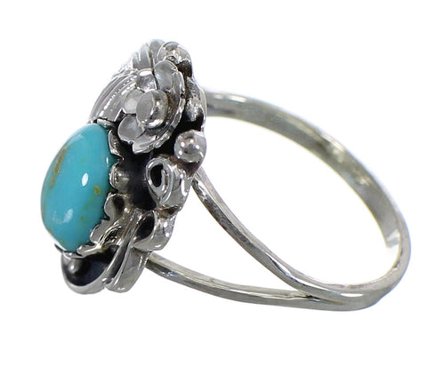 Genuine Sterling Silver Turquoise Flower Southwest Jewelry Ring Size 5-3/4 VX57191