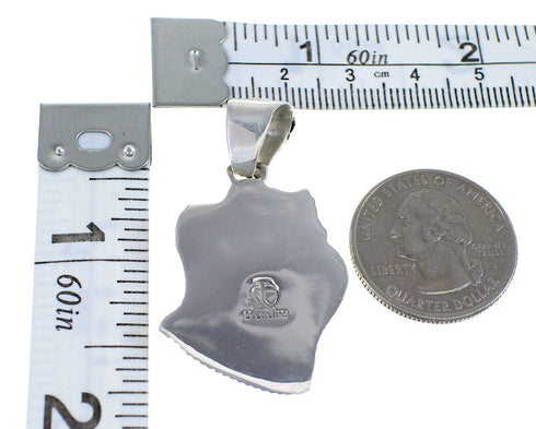 Southwestern Genuine Sterling Silver And Turquoise Feather Slide Pendant RX54442