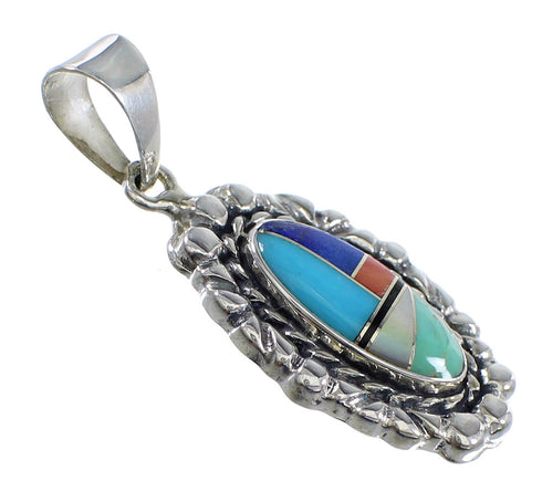 Southwestern Multicolor Inlay Silver Pendant RX54489