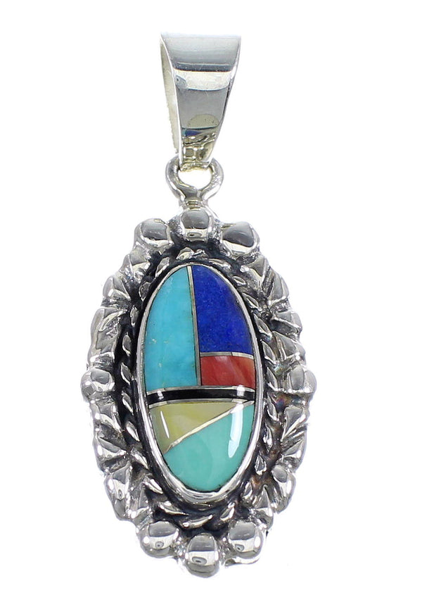 Multicolor Inlay Sterling Silver Slide Pendant RX54491
