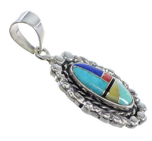 Multicolor Inlay Sterling Silver Slide Pendant RX54491