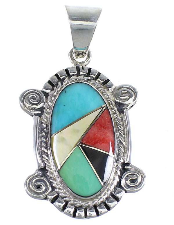 Multistone And Sterling Silver Southwest Pendant Jewelry VX54994