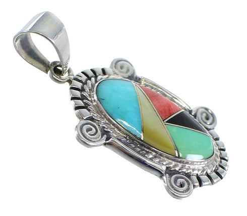Multistone And Sterling Silver Southwest Pendant Jewelry VX54994