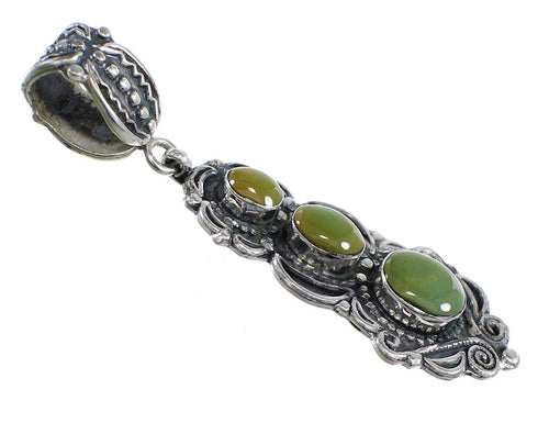 Authentic Sterling Silver And Turquoise Inlay Southwest Slide Pendant Jewelry VX55018
