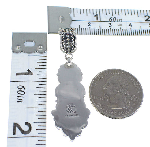 Authentic Sterling Silver And Turquoise Inlay Southwest Slide Pendant Jewelry VX55018