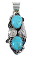 Southwestern Sterling Silver And Turquoise Flower Slide Pendant Jewelry VX55039