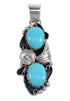 Genuine Sterling Silver And Turquoise Flower Slide Pendant Jewelry VX55041