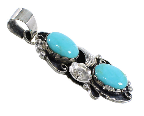 Genuine Sterling Silver And Turquoise Flower Slide Pendant Jewelry VX55041