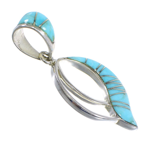 Genuine Sterling Silver And Turquoise Inlay Pendant RX54528