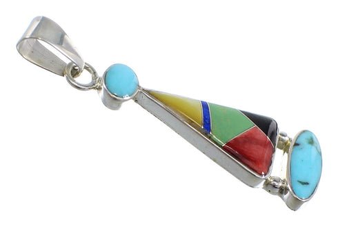 Sterling Silver Multicolor Inlay Slide Pendant RX54579