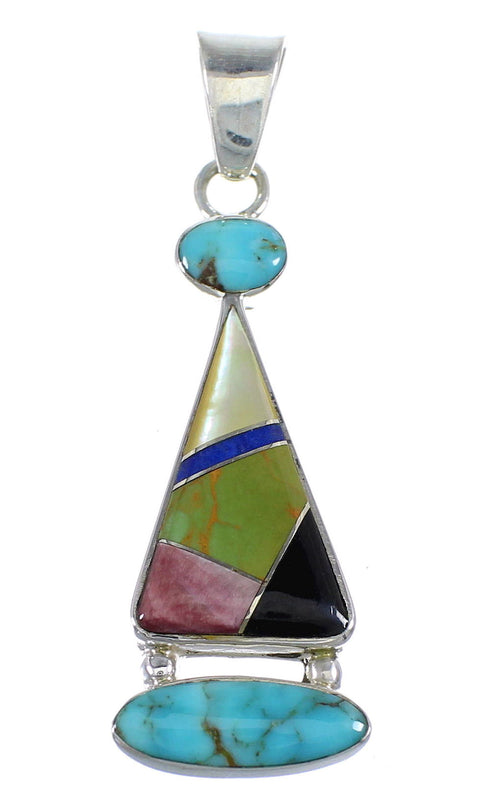 Multicolor And Sterling Silver Southwestern Slide Pendant RX54584