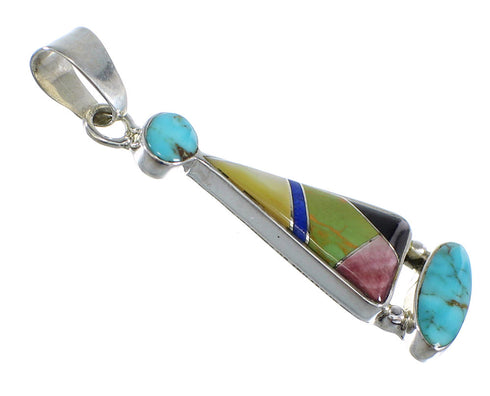 Multicolor And Sterling Silver Southwestern Slide Pendant RX54584