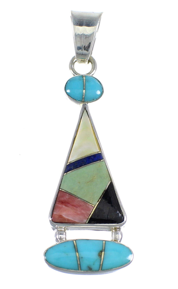 Southwest Multicolor And Sterling Silver Slide Pendant RX54594