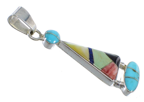 Southwest Multicolor And Sterling Silver Slide Pendant RX54594