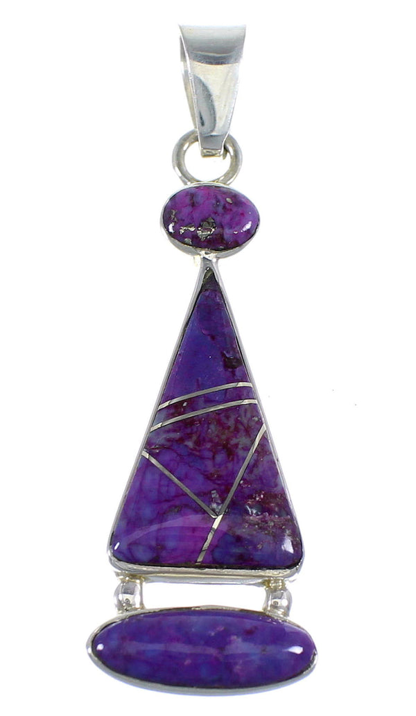 Southwest Sterling Silver And Magenta Turquoise Inlay Pendant RX54595