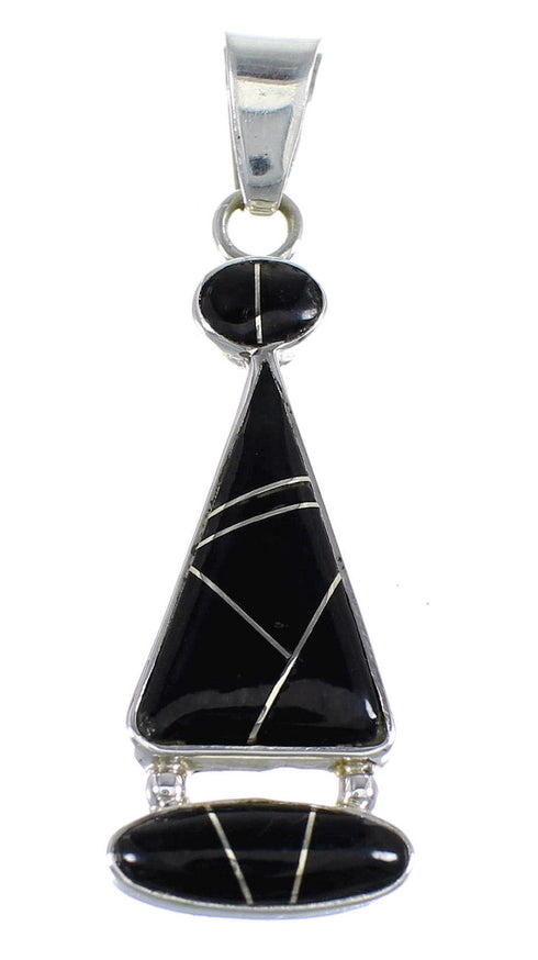Authentic Sterling Silver And Jet Inlay Pendant RX54597