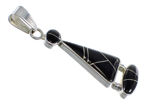 Authentic Sterling Silver And Jet Inlay Pendant RX54597