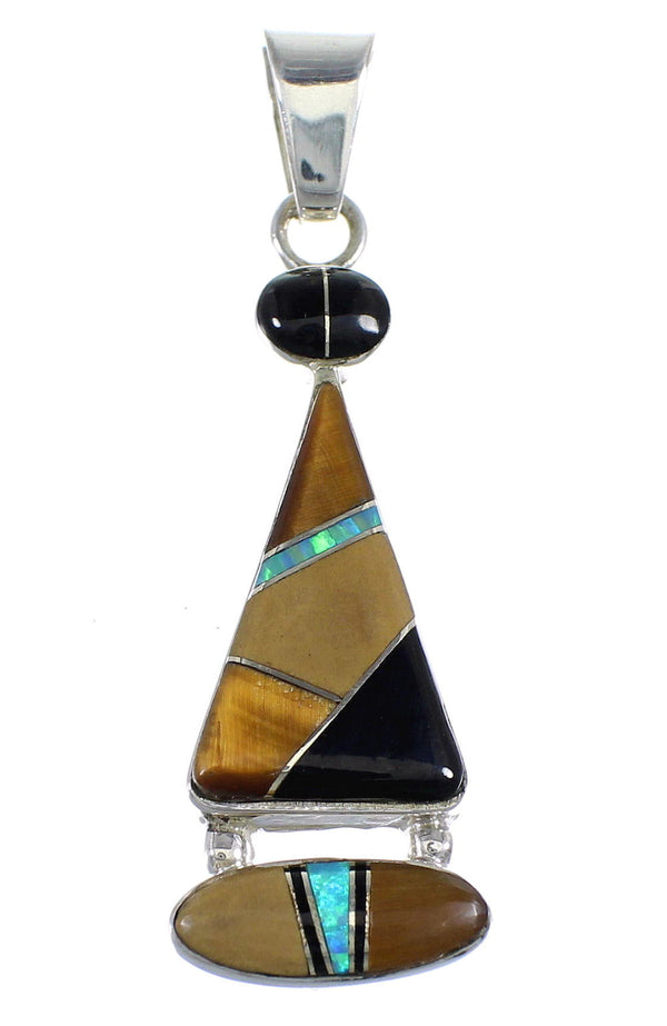 Southwest Multicolor Inlay And Sterling Silver Pendant RX54600