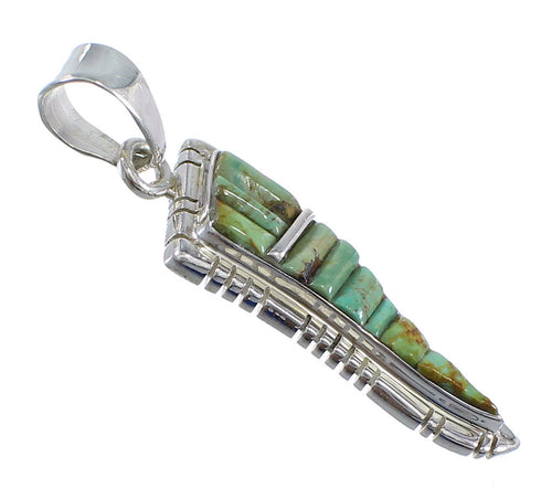 Southwestern Turquoise Inlay Sterling Silver Slide Pendant JX54261