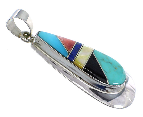 Southwest Multicolor Inlay And Sterling Silver Pendant RX54310