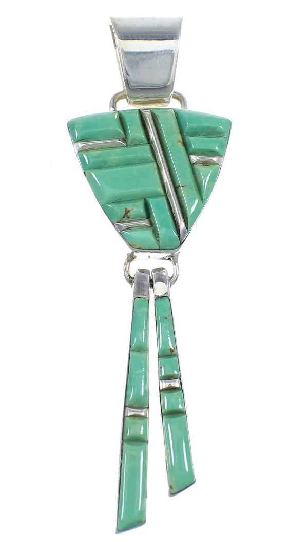 Silver Turquoise Inlay Southwest Pendant RX54350