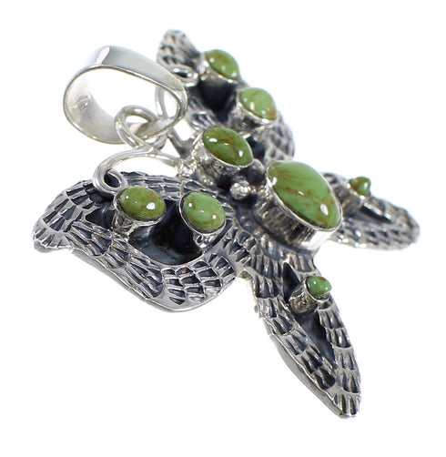 Turquoise And Silver Butterfly Southwestern Pendant VX55122