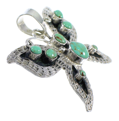 Turquoise And Sterling Silver Butterfly Southwestern Pendant VX55123