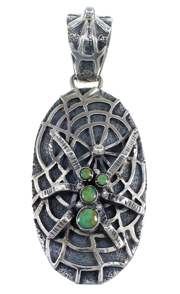 Southwest Sterling Silver And Turquoise Spider Pendant VX55134