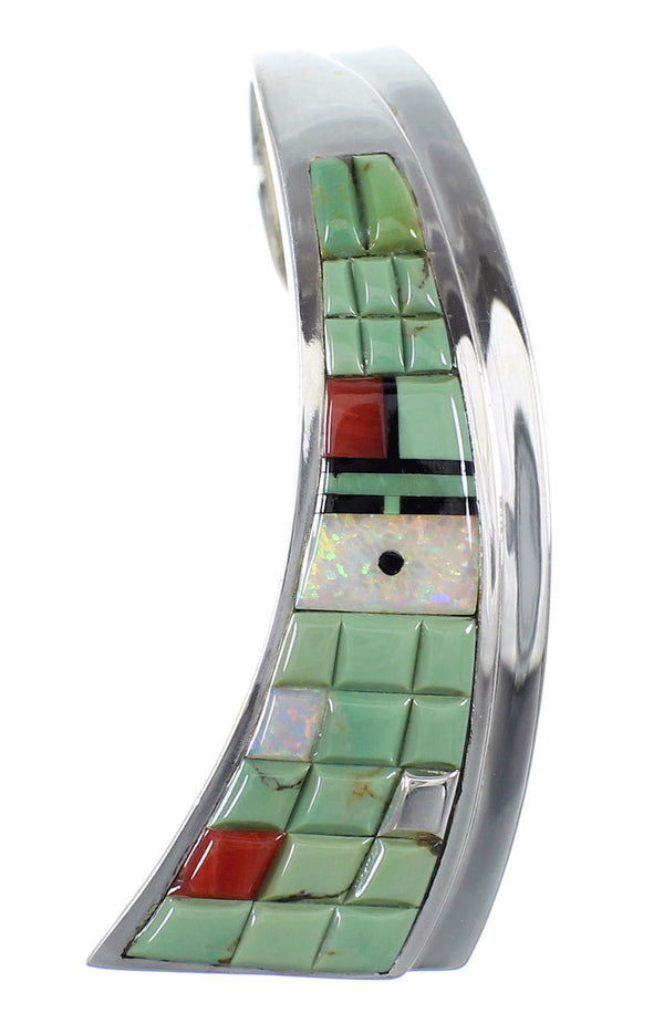 Southwest Authentic Sterling Silver Multicolor Sun Pendant VX55139