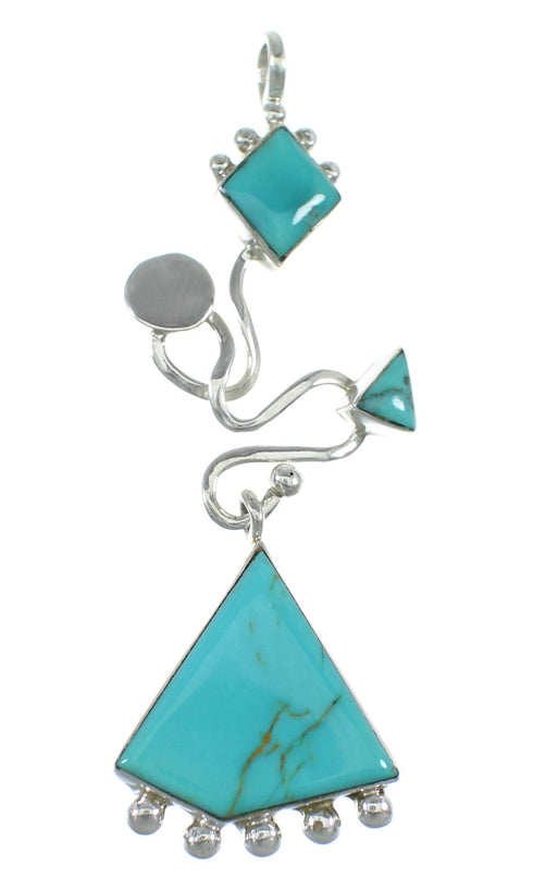 Turquoise And Genuine Sterling Silver Slide Southwest Pendant WX57879
