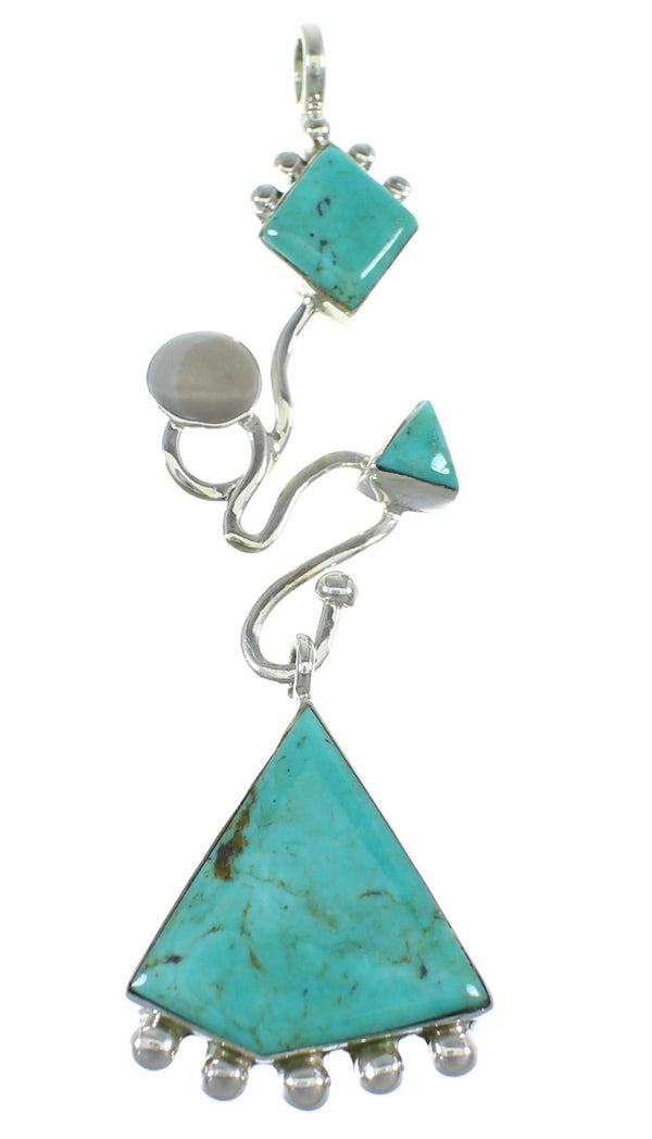 Southwestern Turquoise And Genuine Sterling Silver Slide Pendant WX57882