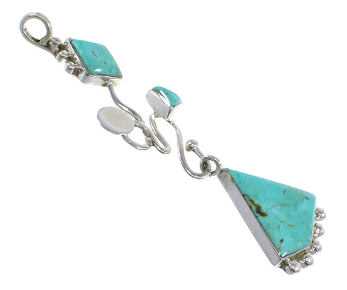 Southwestern Turquoise And Genuine Sterling Silver Slide Pendant WX57882