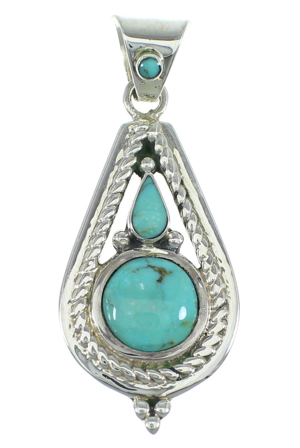Southwestern Turquoise And Sterling Silver Slide Pendant WX57941