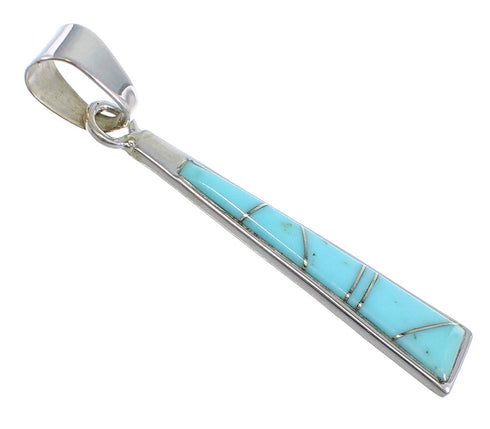 Turquoise Inlay Silver Southwest Pendant WX57967