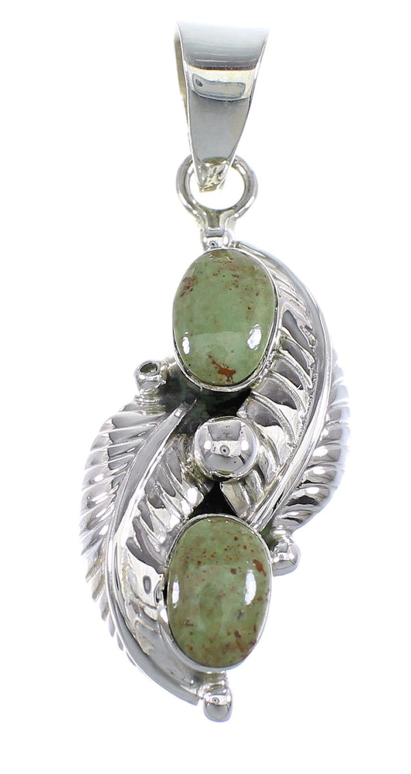 Southwest Turquoise And Sterling Silver Leaf Pendant WX58041